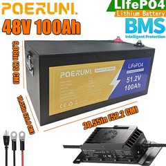 48V 100Ah Lithium LiFePO4 Battery Built-in BMS Deep Cycle whit 58.4V 20A Charger