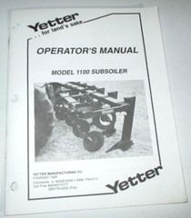 Yetter 1100 Subsoiler Operators & Parts Manual Catalog 11/94 Original!