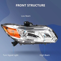 Headlight Assembly For Honda Civic 2012-2015 Driver and Passenger Side