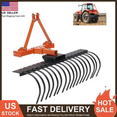 Heavy Duty 50” Landscape Rock Rake 3 Point Attach Rake for Cat-0 Cat-1 Tractors