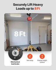 Hand Chain Hoist,1 Ton 2200 lbs Capacity,Manual Chain Block w/Upgrade G70 Galvan