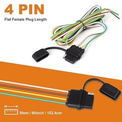 16AWG 5FT 4 Prong Trailer Wiring Harness Plug Female end Repl Style: 16AWG-5FT