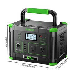 EBL 500W 519Wh Lithium-ion Battery Power Station Portable Solar Generator RV