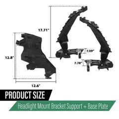 Headlight Mount Bracket Support Base LH RH Audi A4S4 B8 Allroad 08-12 Black