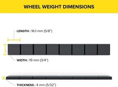 Black Adhesive Stick-On Wheel Weights, Low Profile, Easy Peel, 0.25oz (1/4oz) Ea