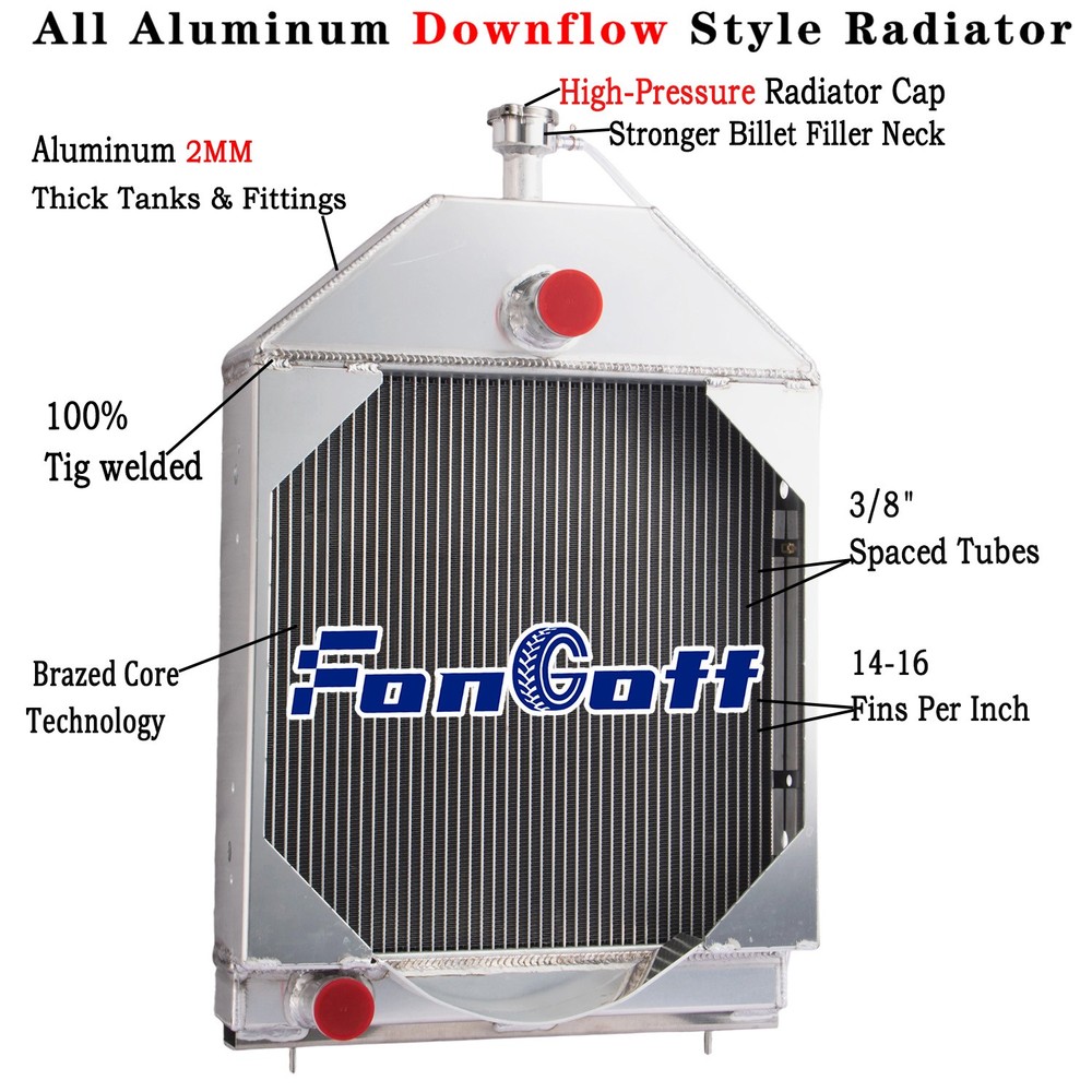 4 Row Aluminum Radiator For Tractor Case 580C 584C 585C 586C D89103, D77843