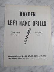 HAYDEN LEFT HANDED DRILLS JOBBER STUB SALES BROCHURE CATALOG LITERATURE~