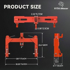 3 Point Quick Hitch Attachment & 2″ Receiver for Category 1 Tractors, 3000 lbs