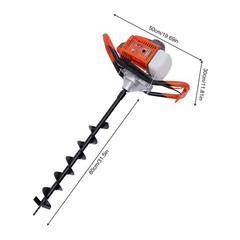 71CC 2 Stroke Post Hole Digger Gas Power Earth Auger Fence Drill w/4″,6″,8″ Bits