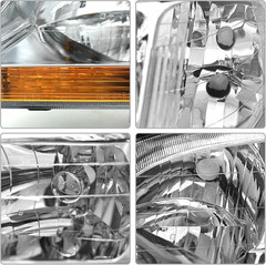 1998-2002 Honda Accord Headlight Assembly Pair Chrome Amber Reflector Clear Lens
