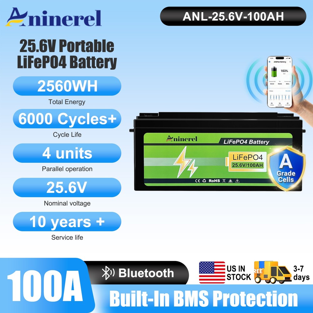 24V 100Ah LiFePO4 Lithium Battery BMS Deep Cycle RV Trolling Motor Marine Boat