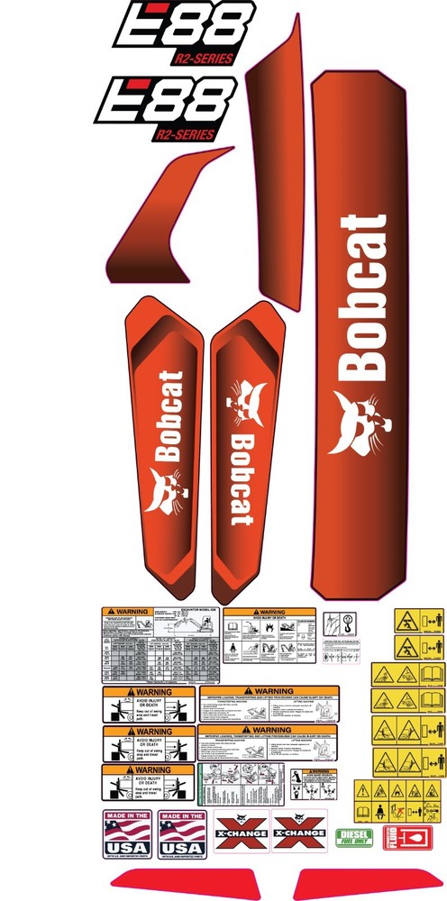 Fits Bobcat E88 Decal Kit MINI EXCAVATOR (NEW VERSION) 3M VINYL / FREE SHIPPING