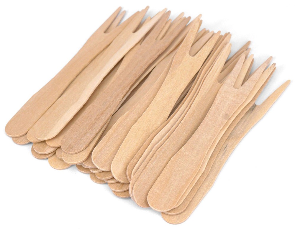 Gmark 3.5″ Wooden French Fry Forks 200 ct, Two 200 Count (Pack of 1), Green
