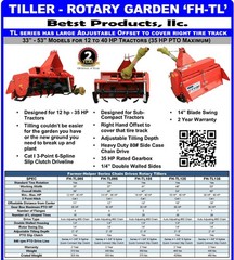 33″ Tiller Cat.I 3pt 14+hp (FH-TL85) ~Adjustable Offset& SlipClutch Driveline
