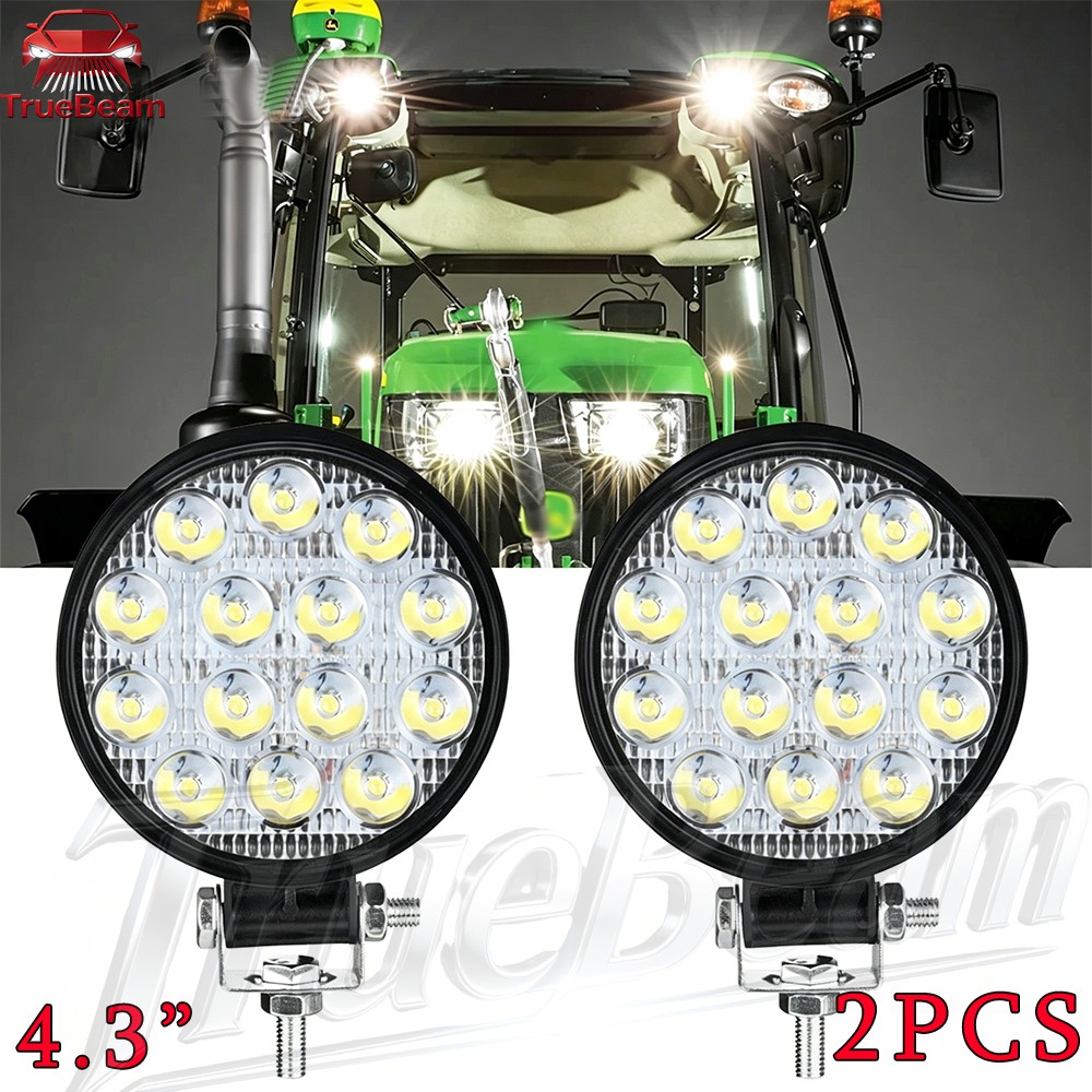 Fit John Deere Kubota Kubota Tractor Round 4.3″ White LED Work Light Headights