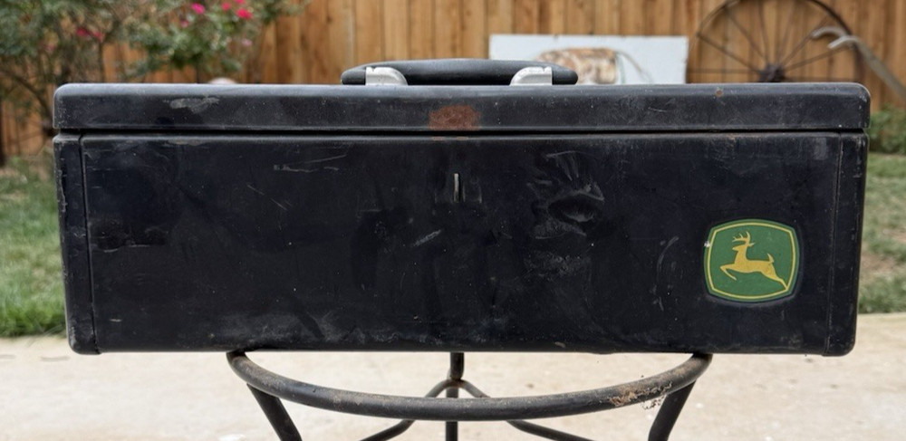 Vintage John Deere Tractor Black Metal Tool Box w/ Tray – Circa 1956-68
