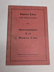 INTERNATIONAL HARVESTER IH PARTS LIST CATALOG MANUAL 1942 U-4 POWER UNIT
