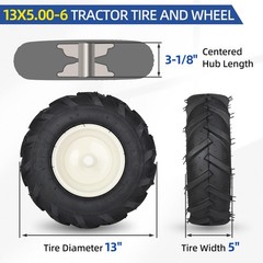 GICOOL 13×5.00-6″ Tiller Tire and Wheel, 【3/4″ 13×5.00-6 (3/4″ Alxe ), Gray