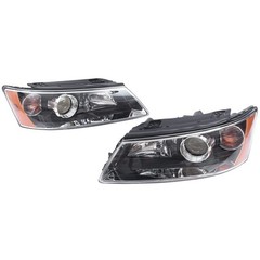 Headlights Pair 2006-2008 Hyundai Sonata Replacement 921010A000 Black Yellow