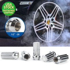 1/2-20 Closed End Spline Lug Nuts 2″ Tall 60° Conical Chrome 20pc + Key Set