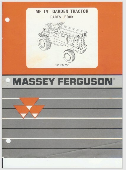 1976 Massey Ferguson MF 14 Garden Tractor Parts book 88 pages