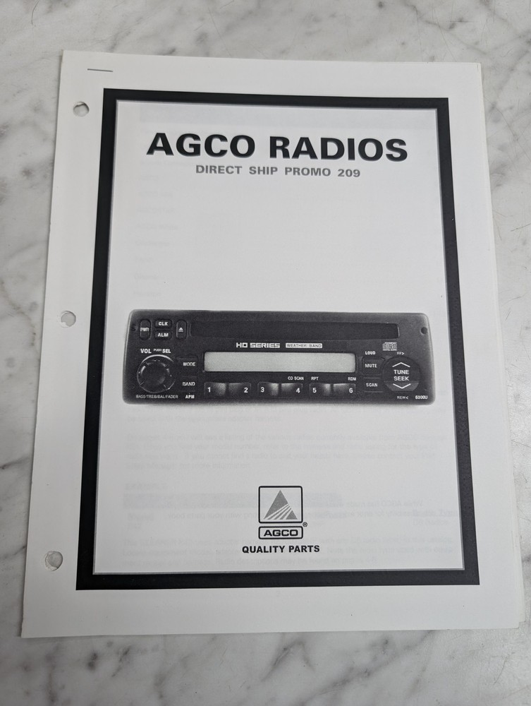 AGCO RADIOS DIRECT SHIP PROMO 209 HQ SERIES WEATHER BAND QUALITY PARTS