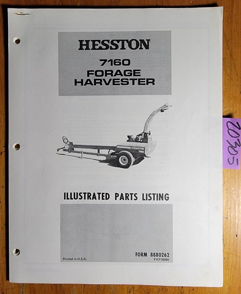 Hesston 7160 Forage Harvester Parts Catalog Manual 8880262