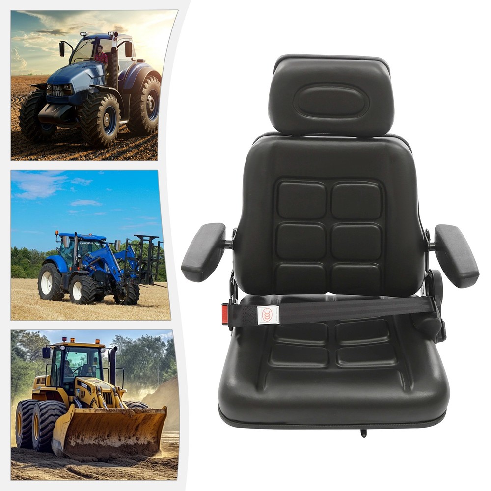 35°-180° Adjustable Tractor Seat Universal Forklifts Chair PVC Harvester Seating