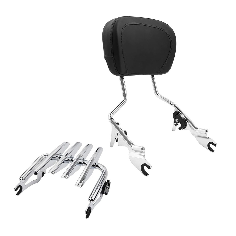 Detachable Sissy Bar Passenger Backrest Pad & Luggage Rack for Touring 09-25