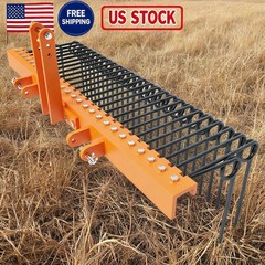 60 in Pine Straw Needle Rake, 3 Point Landscape Rakes Powder Coated Steel