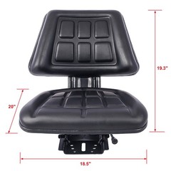 Tractor Seat w/ Backrest Black Slide Track Steel/PVC Compact Mower Black