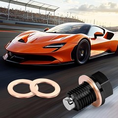 M14x1.5 Magnetic Oil Drain Plug and Nut Kit, Aluminum Alloy with 4 Red Copper Cr