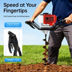 52CC Gas Powered Earth Auger Post Hole Digger Auger 2 Stroke 2hp, NO Drill Bits
