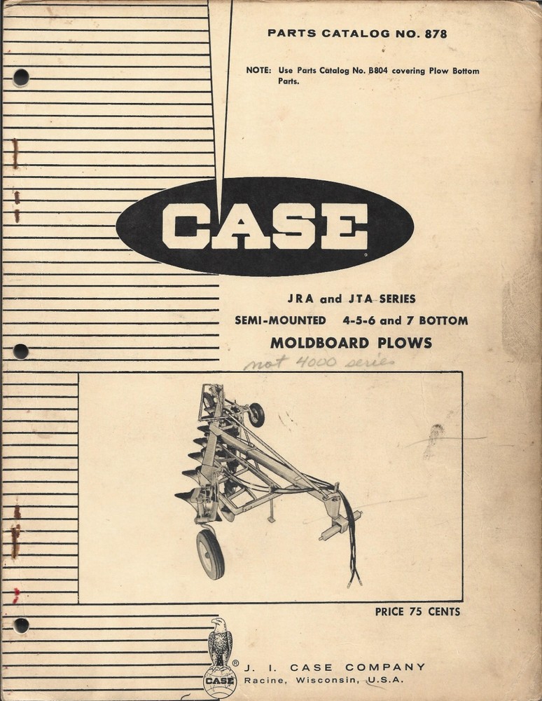 Case JRA and JTA Series Semi-Mounted Moldboard Plows Parts Catalog 4 – 7 Bottom