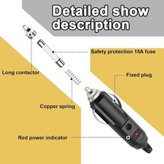 2 PCS 12V Copper Cigarette Lighter Male Plug with 15A 20A Replacem Color: 2PCS