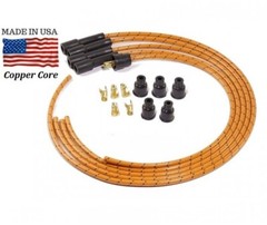 Orange Cotton Braided Cloth Spark Plug wire set USA Made Copper Core – Tractor