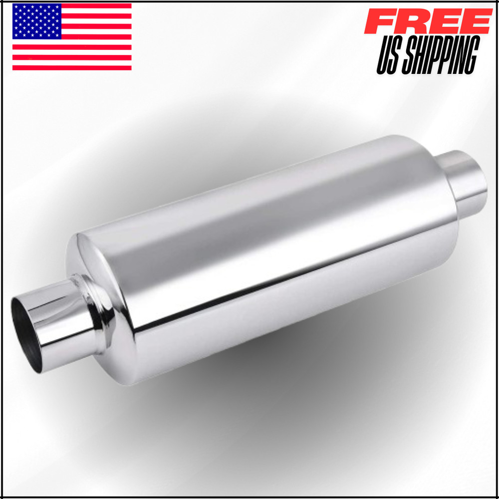 Resonator Muffler Stainless Steel, 2.0″ Inlet/Outlet, 13.8″ Length, Body 3.97″