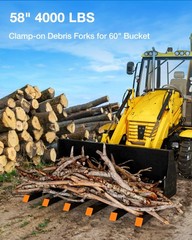 Clamp On Debris Forks for 60 Inch Buckets, 4000 Lbs Pallet Forks for Loader