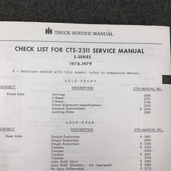 Truck Service Repair Manual S-Series CTS-2311 1978-1979 Book