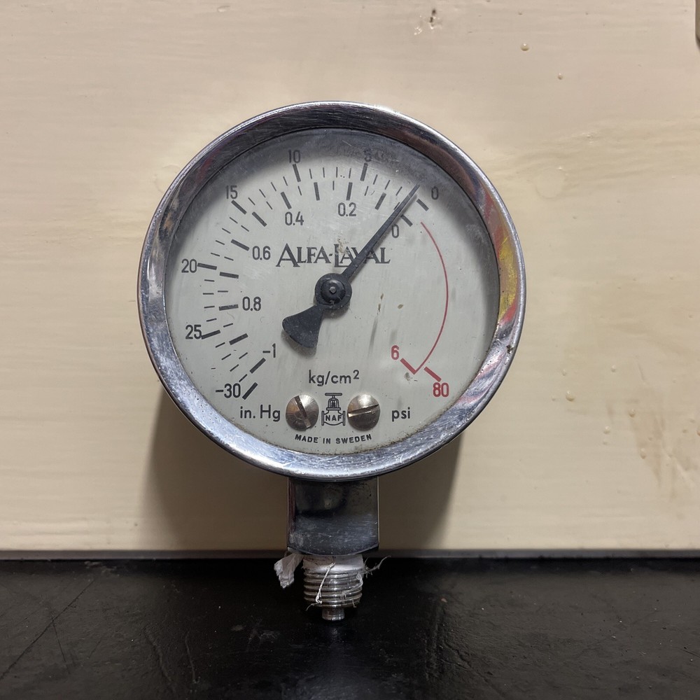 Alfa-Laval Original Vintage Pressure Gauge – Made in Sweden
