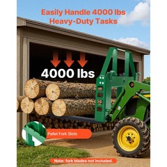 Uimoso Skid Steer Pallet Frame Hitch Receiver & Spear Sleeves for JD Loaders