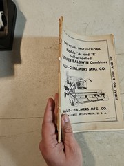 Allis Chalmers Model A And R Gleaner Combine Operator’s Instructions Manual