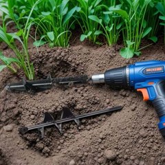 2pcs Auger Drill Bit for Planting Solid Shaft Garden Plant Flower Bulb Spiral
