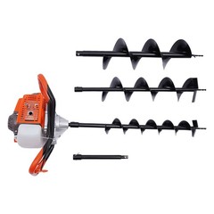 71CC 2 Stroke Post Hole Digger Gas Power Earth Auger Fence Drill w/4″,6″,8″ Bits