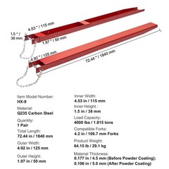Uimoso Pallet Fork Extensions Forklift Extensions 72″ x4.5″ Heavy Duty with Pins