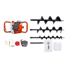 71CC 2 Stroke Post Hole Digger Gas Power Earth Auger Fence Drill w/4″,6″,8″ Bits