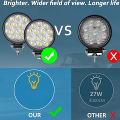 2PC 4.5″ Digger Excavator Work Light Lamp Round fit for Komatsu Hitachi Kubota