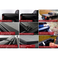 5ft Roll-Up Tonneau Cover 16-23 Toyota Tacoma Fleetside Bed Clamp-On w/ Rails