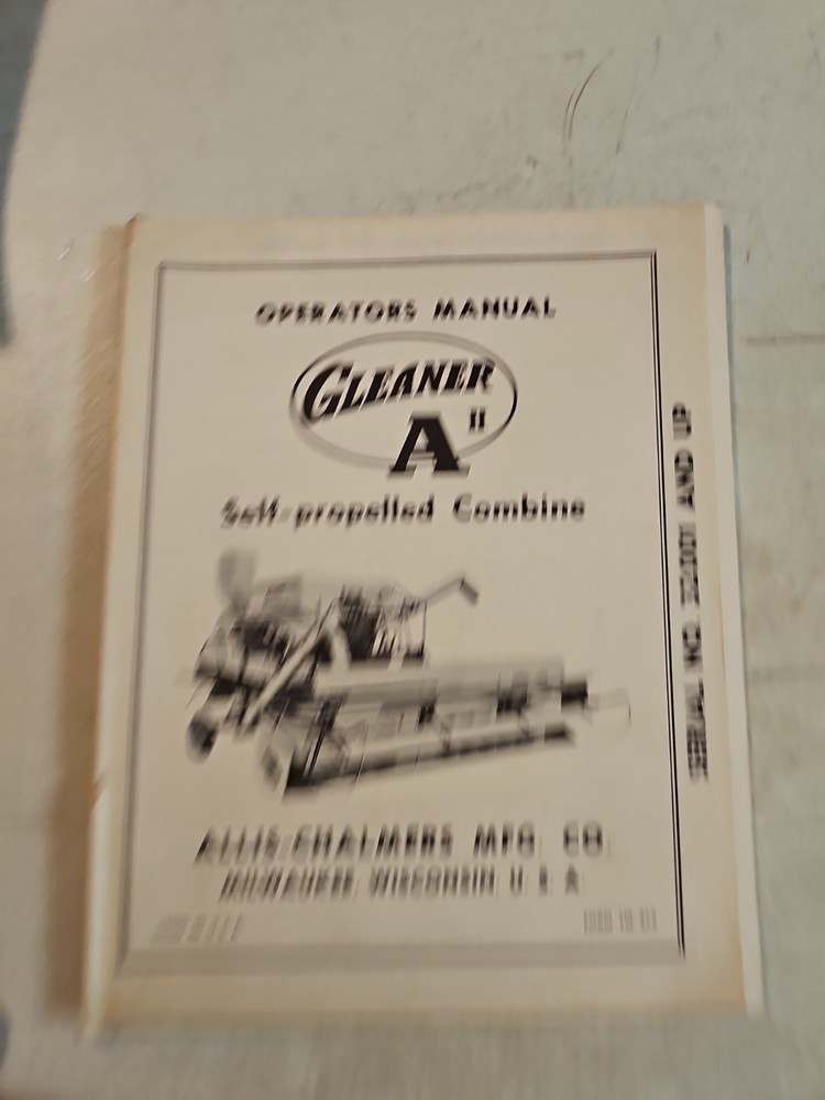 Allis Chalmers gleaner A Combine Operator’s Manual Form TM-375