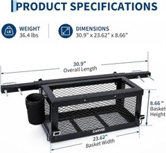 Tractor Tool Box 24”x10”x9” Rear Mount Basket Toolbox for Most Tractors